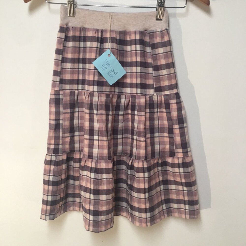 Skirt Girls 5 Maxi Purple & Pink Plaid Ruffle Tiered‎ Cotton Mom and Pop's Kids